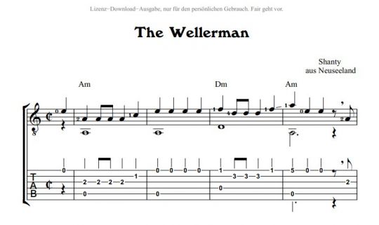 The Wellerman - Gitarre TAB 