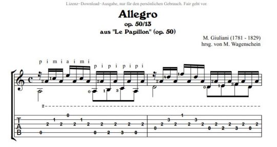 Giuliani, Allegro - Gitarre + TAB 